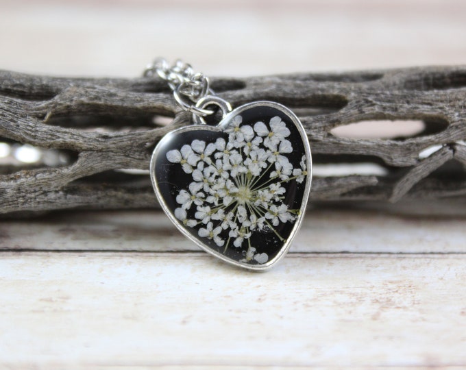 Queen Anne's Lace Heart Necklace