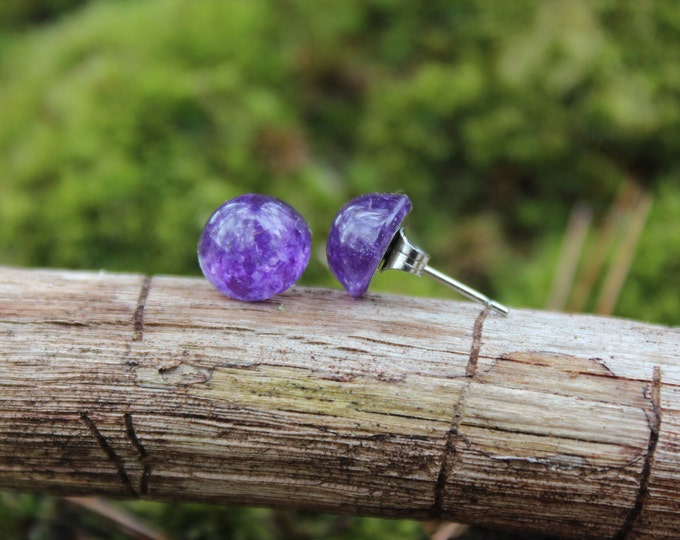 Purple Statice Gumdrop Earring