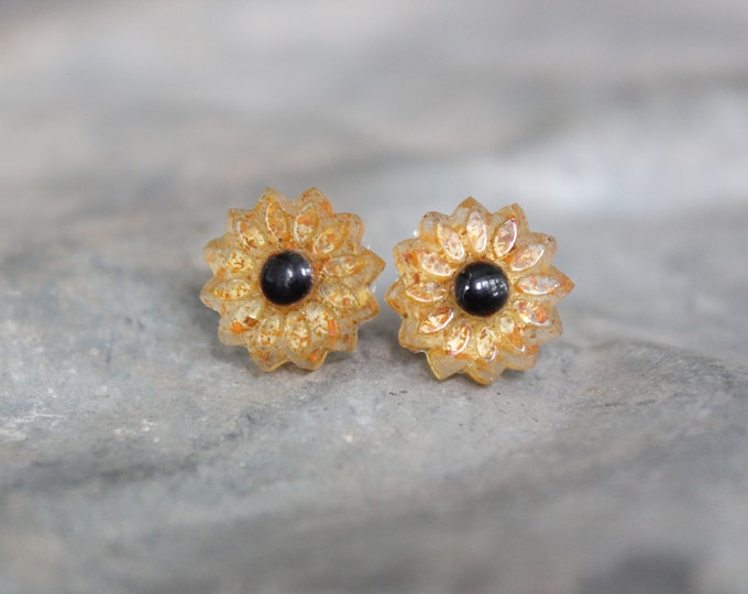 Yellow Flower Stud Earrings