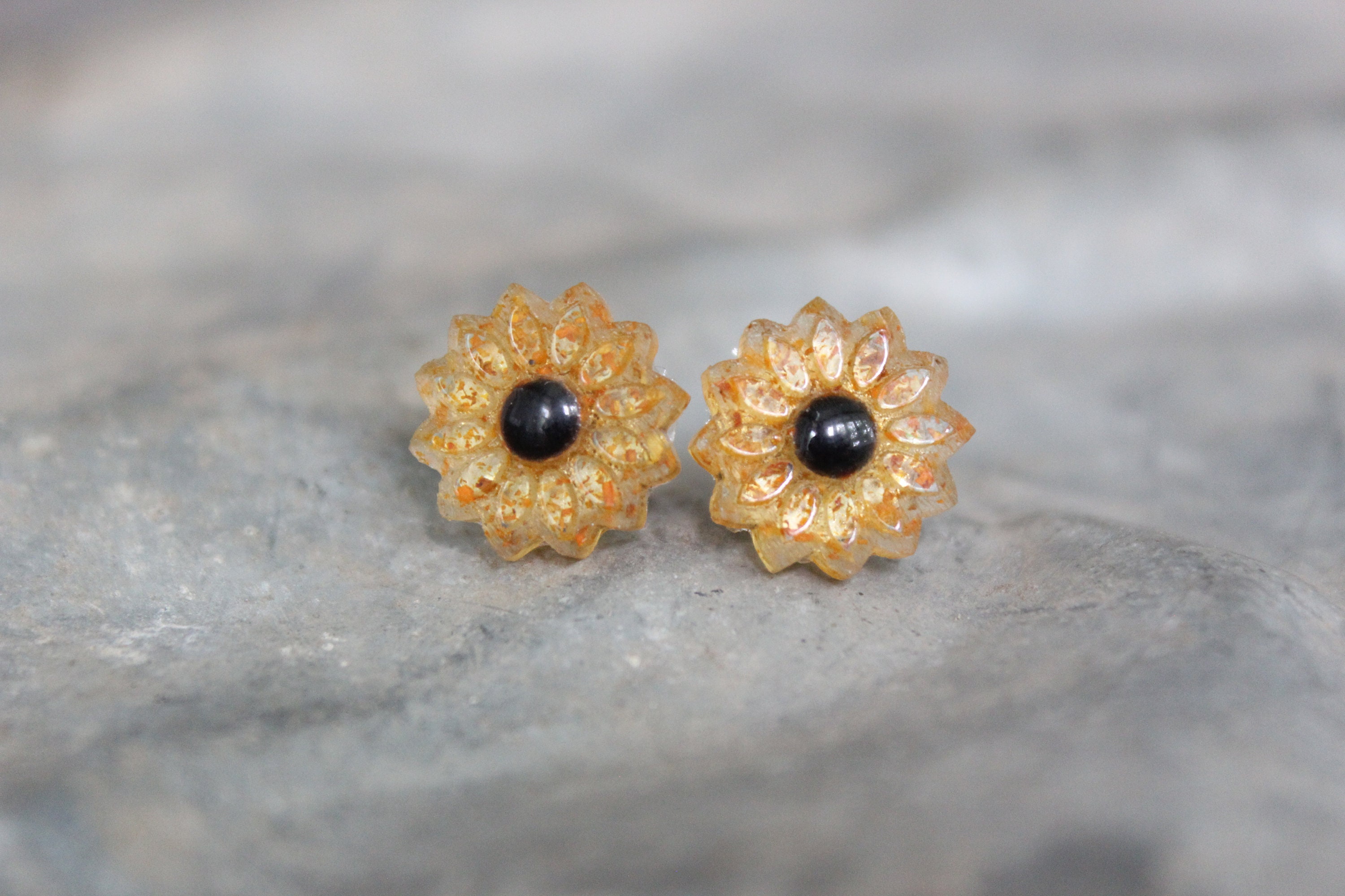 Yellow Flower Stud Earrings