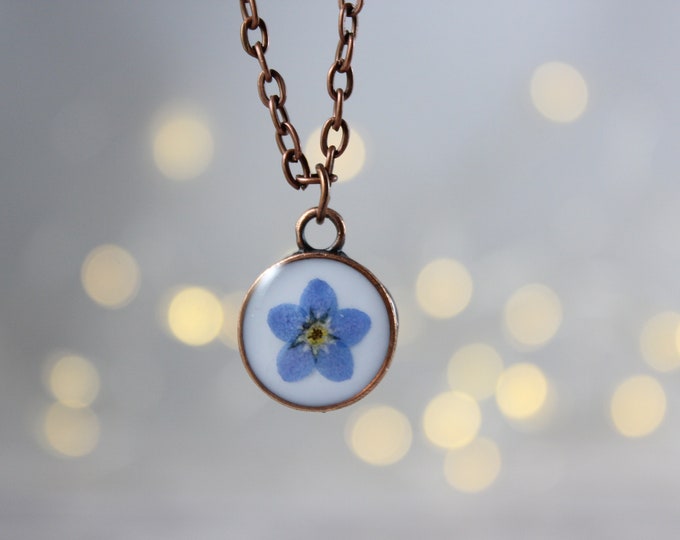 Copper Tiny Forget me Not Necklace