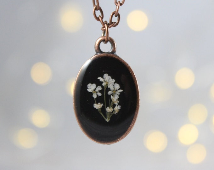 Copper Queen Anne's Lace Oval Necklace