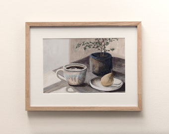 Coffee Cup, Illustration, Australian farmhouse, Fruit, Kitchen Decor, Country Decor, Gift for her, French Pear, Still Life