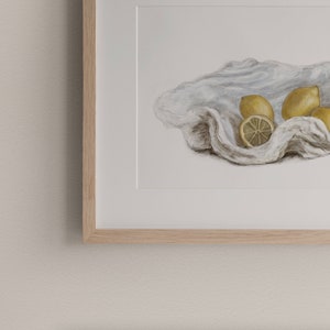 Lemons & Giant Clam, Nautical Home, By The Sea, Wall Art, Australian Artist, Hamptons Home, Still Life, Lemons, Clam Shell image 2