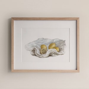 Lemons & Giant Clam, Nautical Home, By The Sea, Wall Art, Australian Artist, Hamptons Home, Still Life, Lemons, Clam Shell image 1