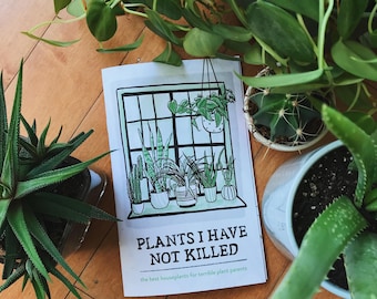 Fanzine "Plantas que no he matado" // Guía de cuidado de plantas de interior (fanzine impreso con risografía)