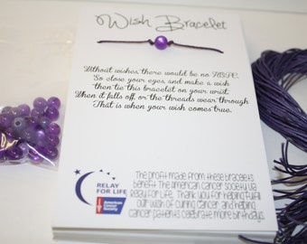 Relay For Life Wish Bracelet - Fundraising DIY pack to make 50 - Ready to go with FREE domestic shipping