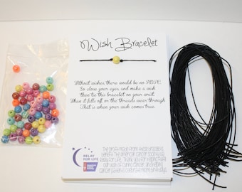 Relay For Life Wish Bracelet Kit - Multi Color Fundraising DIY pack to make 50 - Free Domestic Shipping