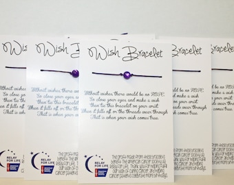 Relay For Life Wish Bracelet - Fundraising / Gift Pack of 20 bracelets on cards - Ready Go with Free Domestic Shipping