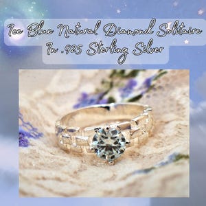 Blue Diamond all Natural Earth Mined set in sterling silver metal size 10