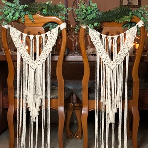Boho Macrame Wedding Chair Covers, Chair Backs, Bridal Chair Garlands