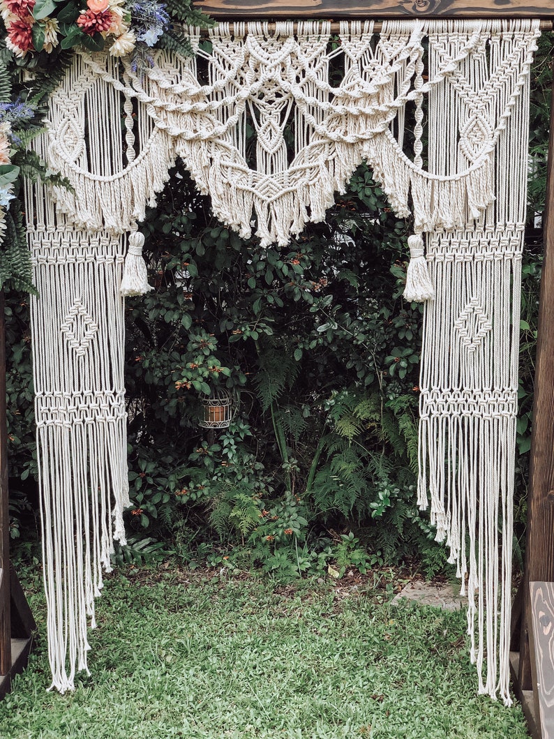 Macrame Wedding Backdrop Rental Outdoor Wedding Arch Etsy