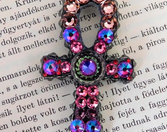 Swarovski Egyptian Ankh Pendant, Wearable art, Boho, Funky pendant, Hippie jewelry #S032823