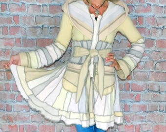 Cashmere and wool Sweater coat, Patchwork coat, Katwise style, Upcycled sweater coat, Elf coat, Boho Hippie Funky, Festival coat SC#092026