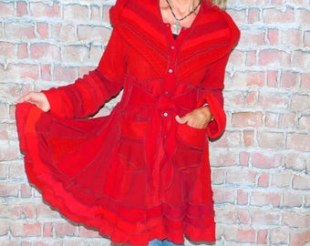Cashmere and wool Sweater coat, Patchwork coat, Katwise style, Upcycled sweater coat, Elf coat, Boho Hippie Funky, Festival coat  SC#062426