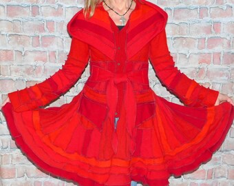Cashmere and wool Sweater coat, Patchwork coat, Katwise style, Upcycled sweater coat, Elf coat, Boho Hippie Funky, Festival coat  SC#062526