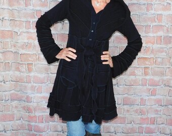 Wool & Cashmere coat, Patchwork coat, Katwise style, Upcycled sweater coat, Elf coat, Boho Hippie Funky, Festival coat  SC#0927
