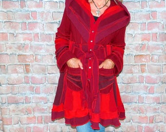 Cashmere and wool Sweater coat, Patchwork coat, Katwise style, Upcycled sweater coat, Elf coat, Boho Hippie Funky, Festival coat  SC#062626