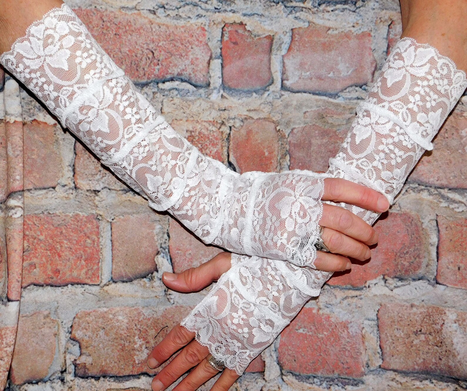 Elegant White Lace Arm Warmers S/M Romantic Mittens Baroque Etsy