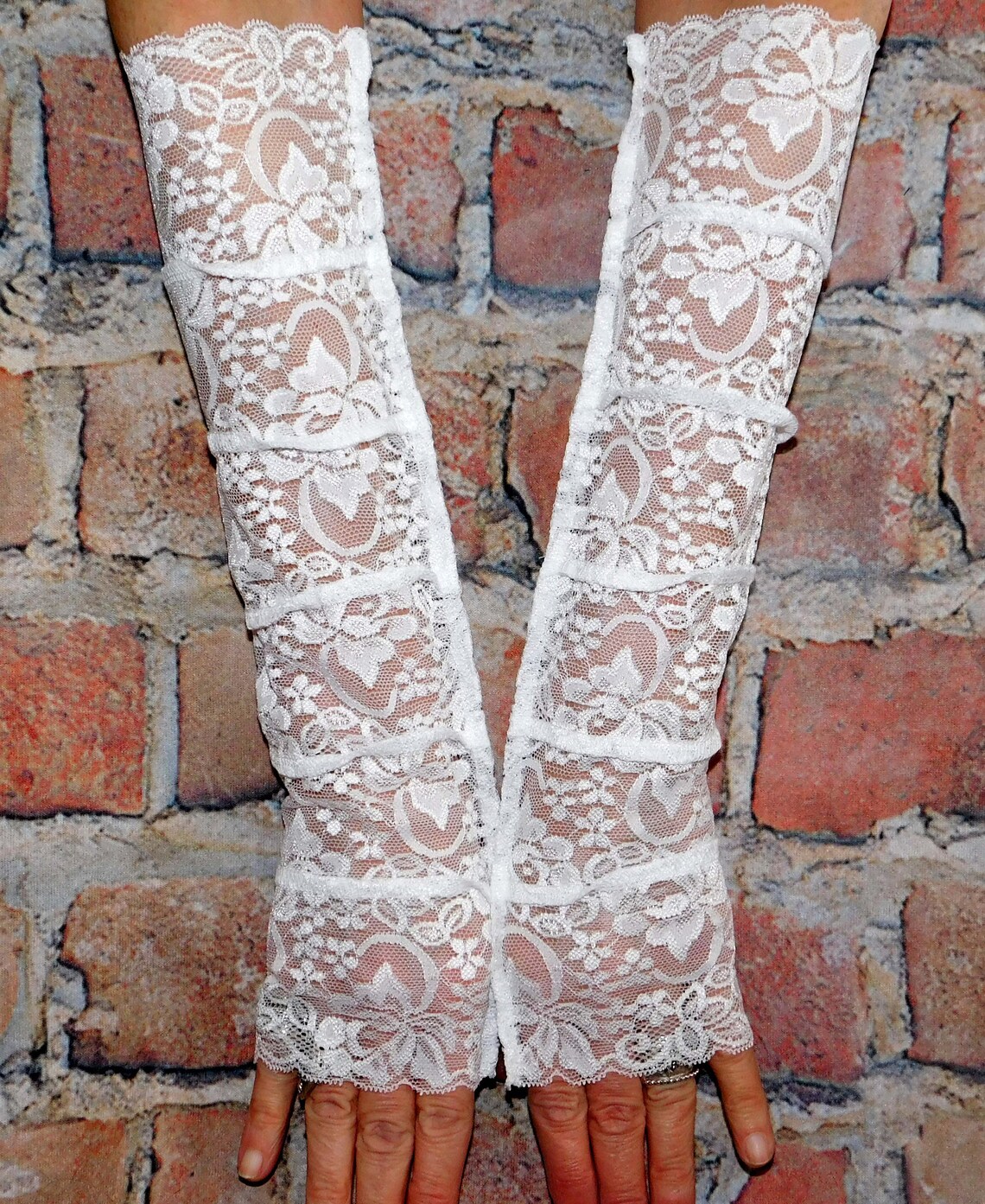 Elegant White Lace Arm Warmers S/M Romantic Mittens Baroque Etsy