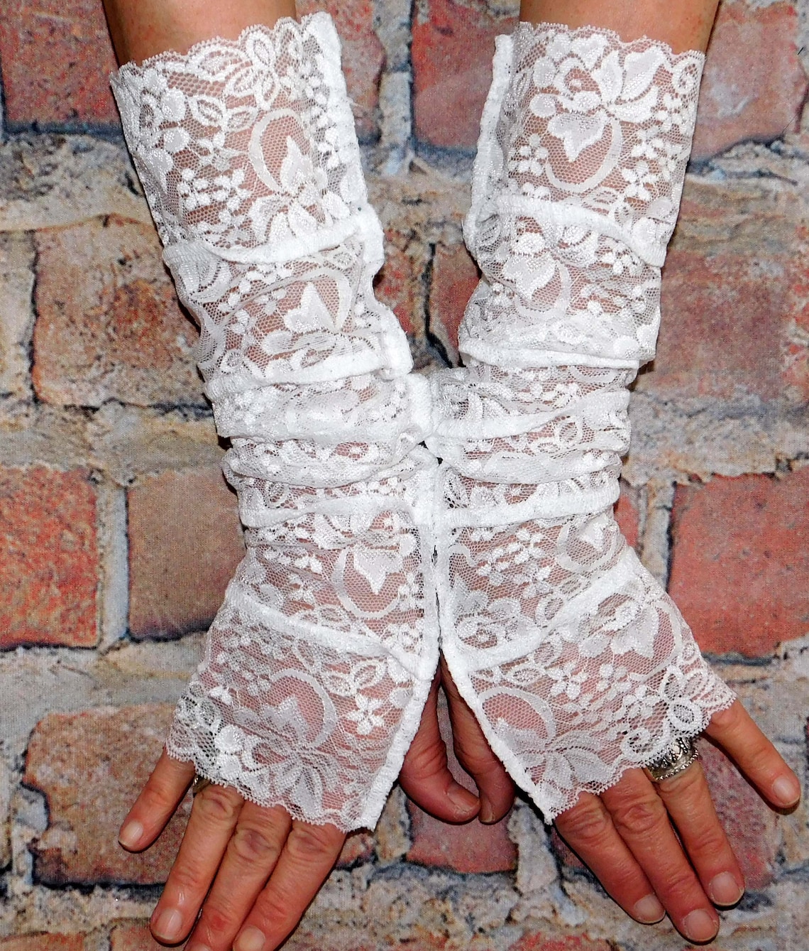 Elegant White Lace Arm Warmers S/M Romantic Mittens Baroque Etsy