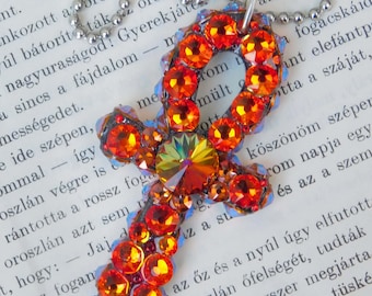 Swarovski Egyptian Ankh Pendant, Wearable art, Boho, Funky pendant, Hippie jewelry #S031823
