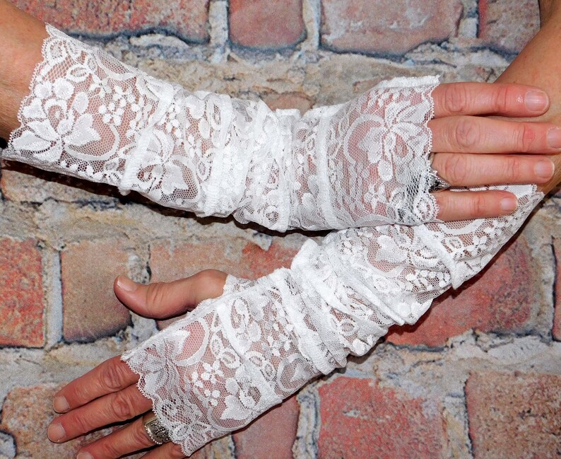 Elegant White Lace Arm Warmers S/M Romantic Mittens Baroque Etsy