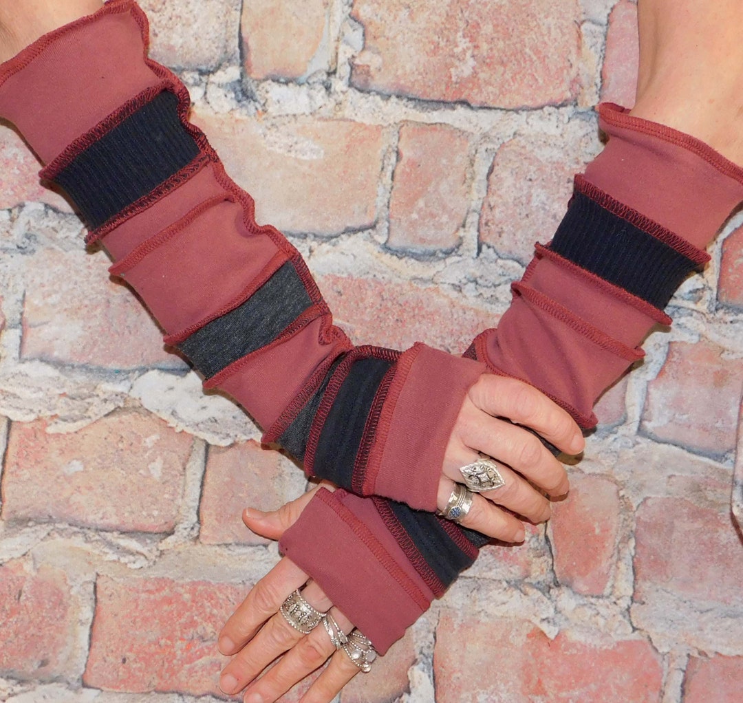 Wool Free Arm Warmer, Fingerless Gloves Festival Gear Hippie Pathwork