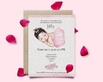 Baby Christening, baby shower, Christening invitation, birth announcement, baby baptism, shower invite, baby girl, downloadable invite