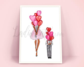 Día de San Valentín, niño mamá, día de la galentina, mamá y yo, impresión de arte femenino, arte de mamá, habitación de los niños, regalos para mamá, madre hijo arte, niña mamá