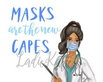 Thank you, doctor, nurse, health care, motivational art, girly art, gifts for her, quarantine, gifts for her, fashion illustration, corona