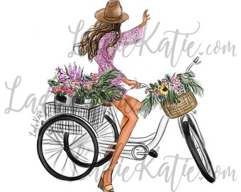 bikes and blooms, feminine, floral Motivational art, inspirational art, easter, spring time, girly print, gifts for her, flower lover