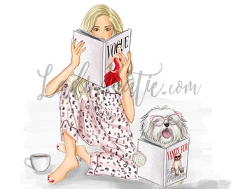 Dog mom, dog lover illustration, dog lover art, maltese, dog illustration, shih tzu, best friend, gifts for her, dog lover gift