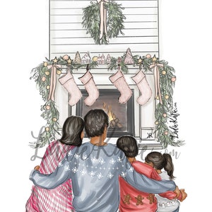 Family Christmas card, Christmas Card, Custom Holiday card, Family Card, Christmas art, family portrait , Christmas illustration, family pic