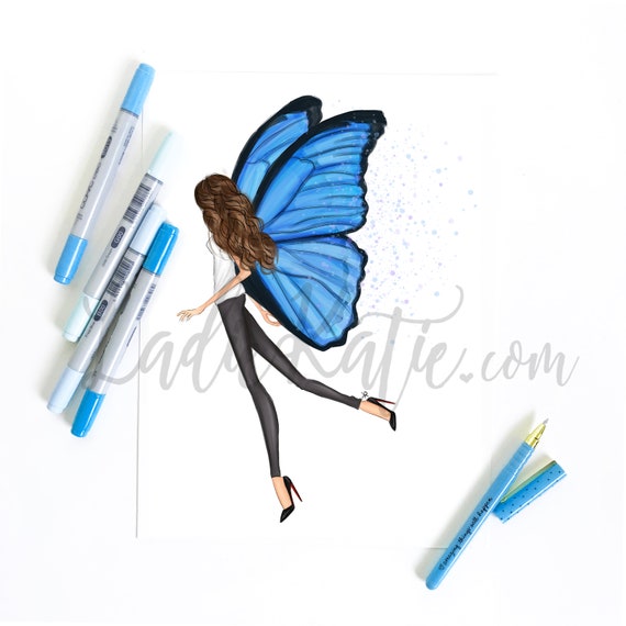 Butterfly art, inspirational art, motivational art, girly art, gifts for her, girly print, gifts for her, fashion illustration, butterfly