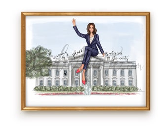 Kamala Harris, Vice President, 2020 election, the future is female, graduate, 2020 graduation, grad gift, graduation gift, fashion sketch