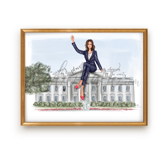 Kamala Harris, Vice President, 2020 election, the future is female, graduate, 2020 graduation, grad gift, graduation gift, fashion sketch