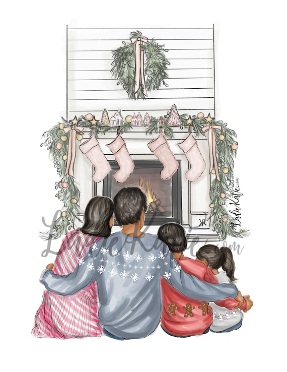 Family Christmas card, Christmas Card, Custom Holiday card, Family Card, Christmas art, family portrait , Christmas illustration, family pic