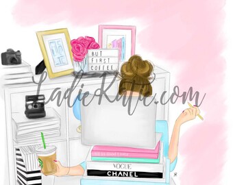 girl boss art, but first coffee, coffee lover print, Bossy Babe Art, Coffee Lover Art,  girl boss print, #girlboss, girlboss art