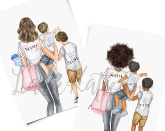 ADD A CHILD, mommy and me, girly art, momboss, little boy, boy mom, mom print, boys room, girly decor, mother son art, gifts for her