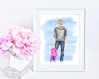 Father daughter painting, father daughter print, father daughter art, father art, gifts for dad, best dad, dad gift, Father's Day gift