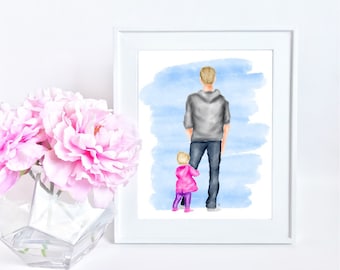 Padre hija pintura, padre hija impresión, padre hija arte, arte del padre, regalos para papá, padrino, regalo de papá, regalo del Día del Padre, regalo del Día del Padre