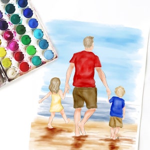 Father daughter painting, father daughter print, father daughter art, father son art, father son print, gifts for dad, best dad, dad gift