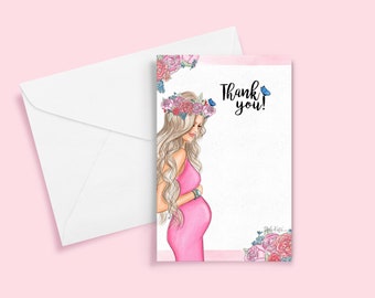 Baby shower, baby shower thank you, new mom, pregnant, mom to be, shower thank you, baby girl, digital download, downloadable thank you