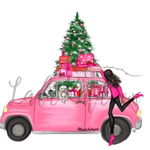 christmas art, holiday art, Dog mom, dog lover illustration, dog lover art, maltese, dog illustration, gifts for her, dog lover