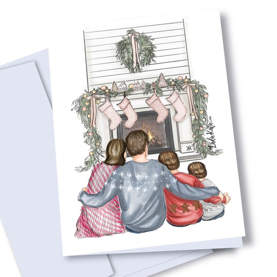 Family Christmas card, Christmas Card, Custom Holiday card, Family Card, Christmas art, family portrait , Christmas illustration, family pic