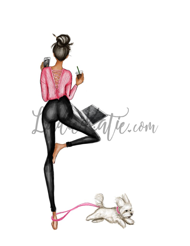 Dog mom, dog lover illustration, dog lover art, maltese, dog illustration, yogi illustration, yogi art, yoga art, yoga illustration image 4