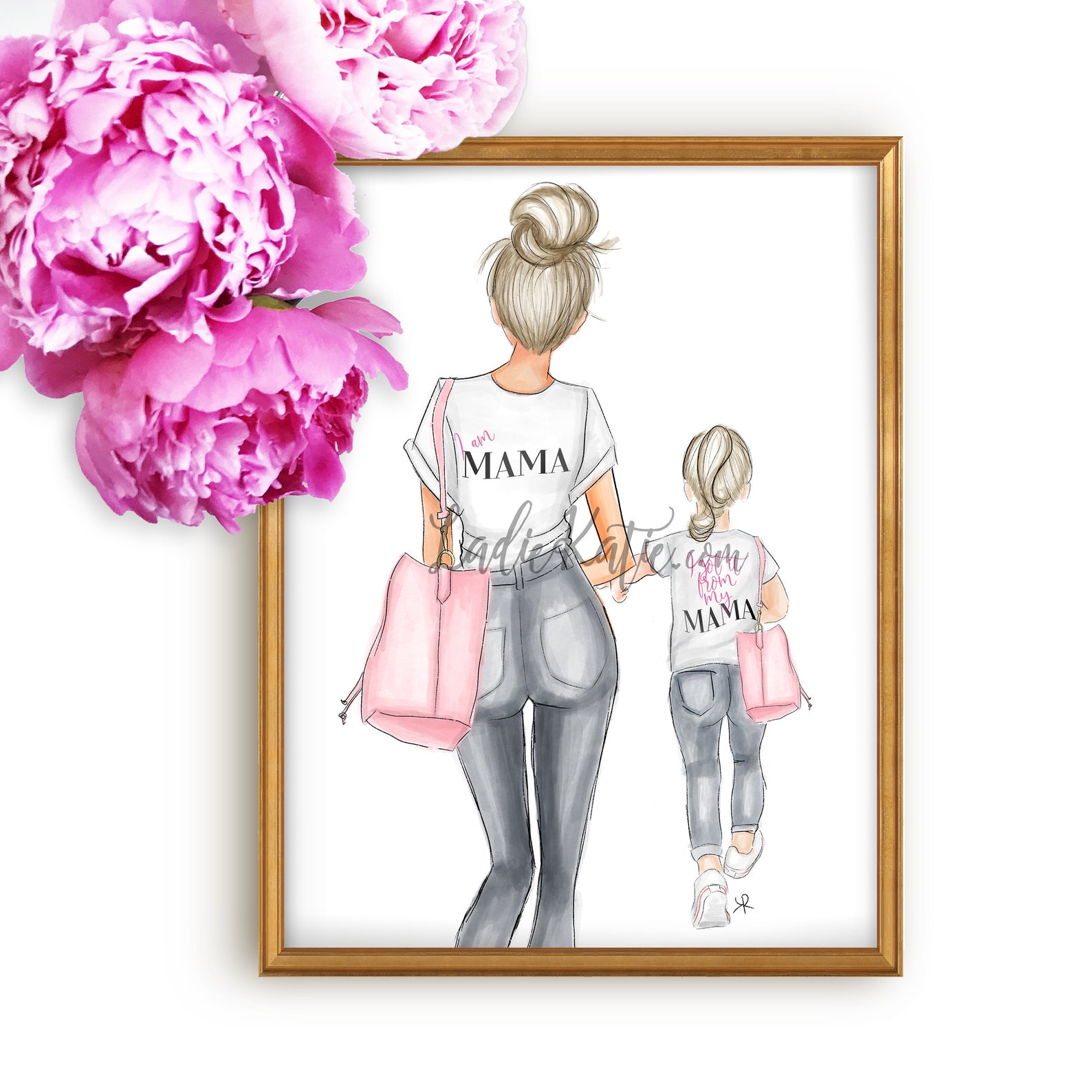 Mommy and Me Art Girly Art Girly Print Little Girl Mom - Etsy