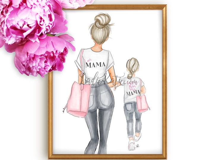 Mommy and Me Art Girly Art Girly Print Little Girl Mom - Etsy