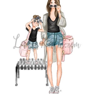 mommy and me art, girls room, girly art, girly print, little girl, mom print, mini me, girls room, girly decor, mother daughter art image 2